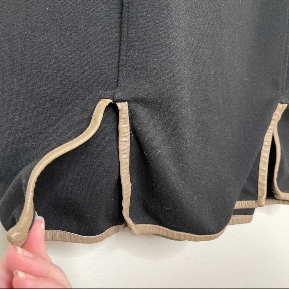 Club Monaco black dress with 100% sheep leather tan details. - Picture 5 of 10